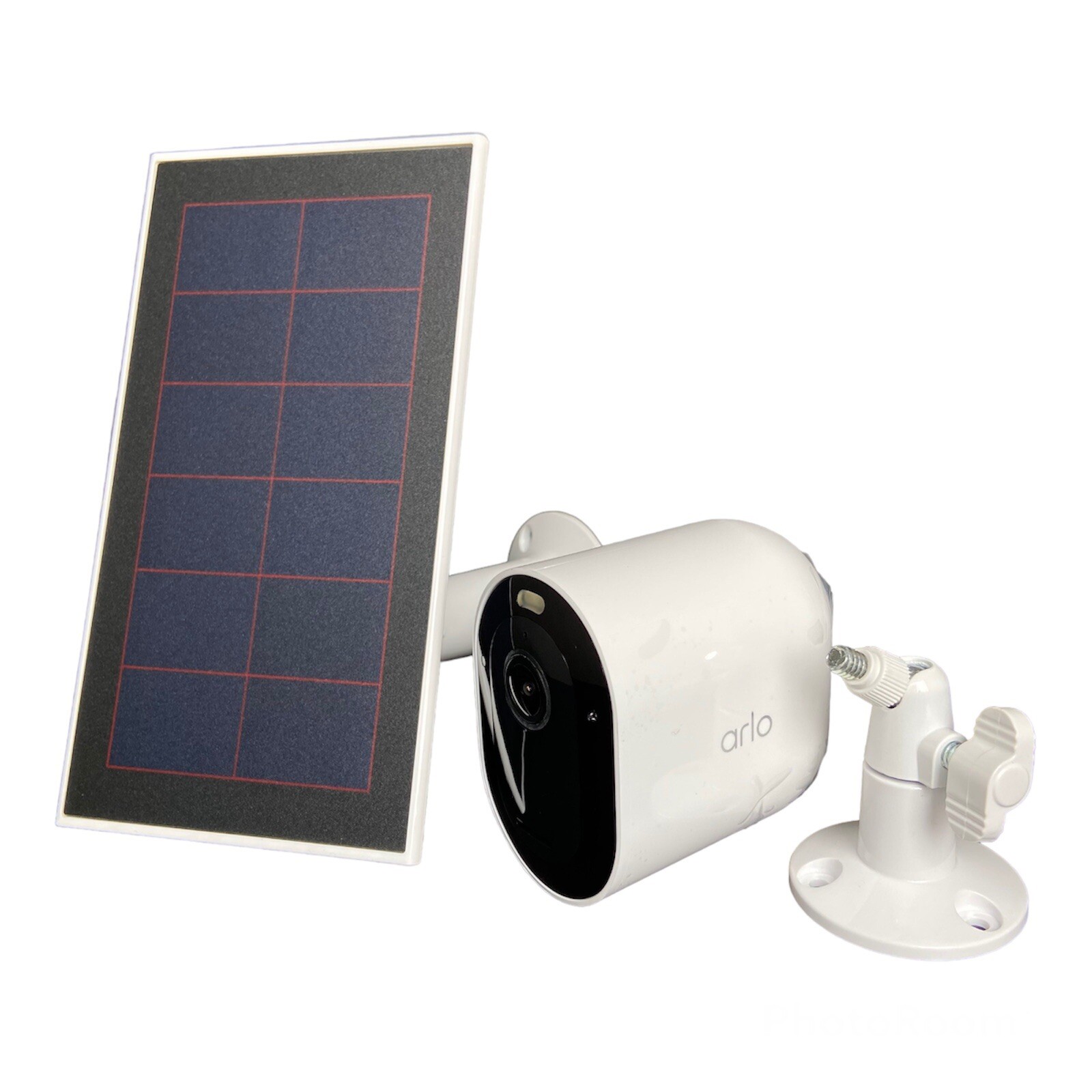 Arlo Pro 4 Security Camera VMC4050P-100NAS with Solar Panel VMA5600-20000S White