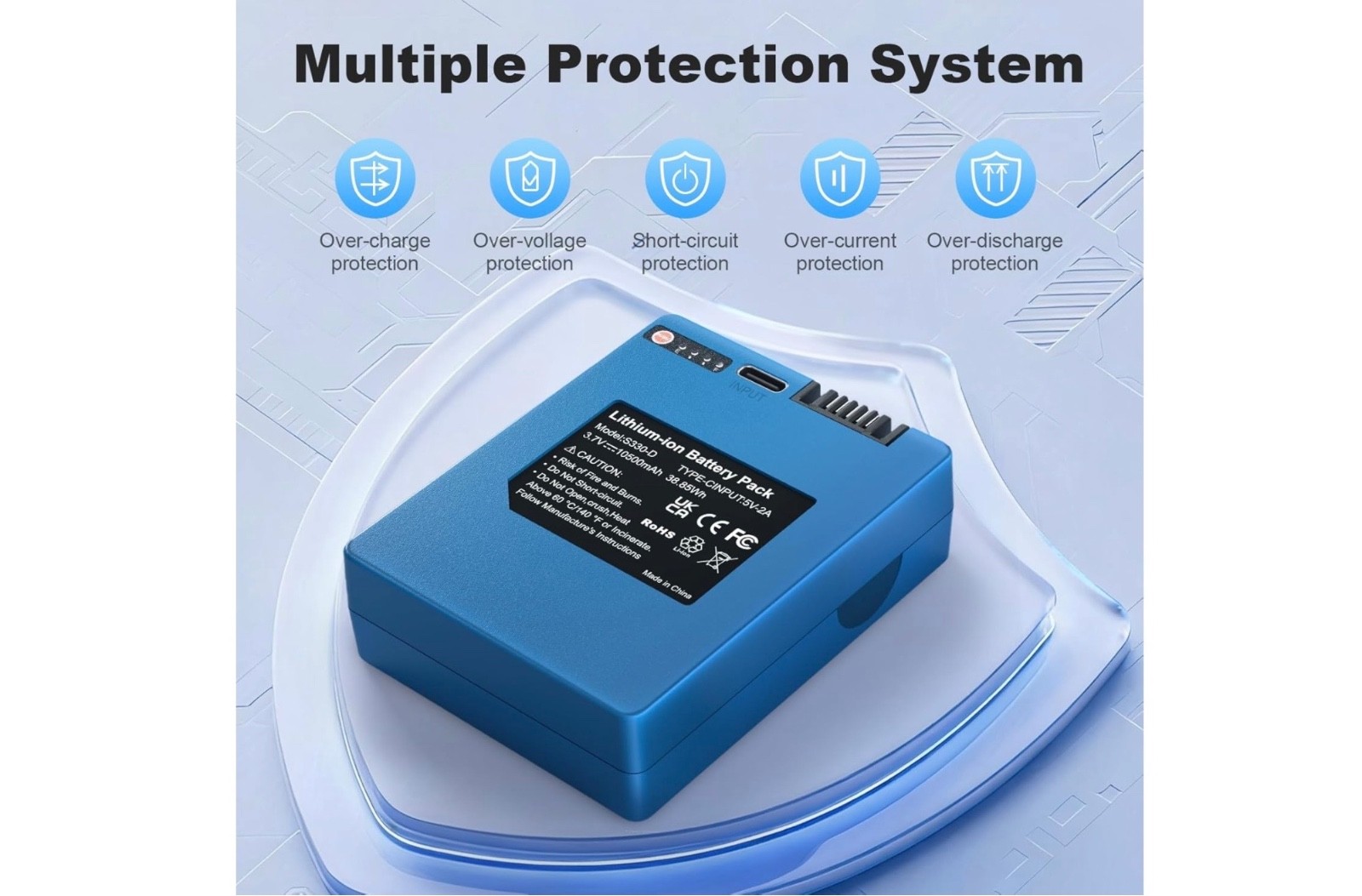 Security Rechargeable Battery for S330 Video Smart Lock 3-in-1 and Smart Drop, 1