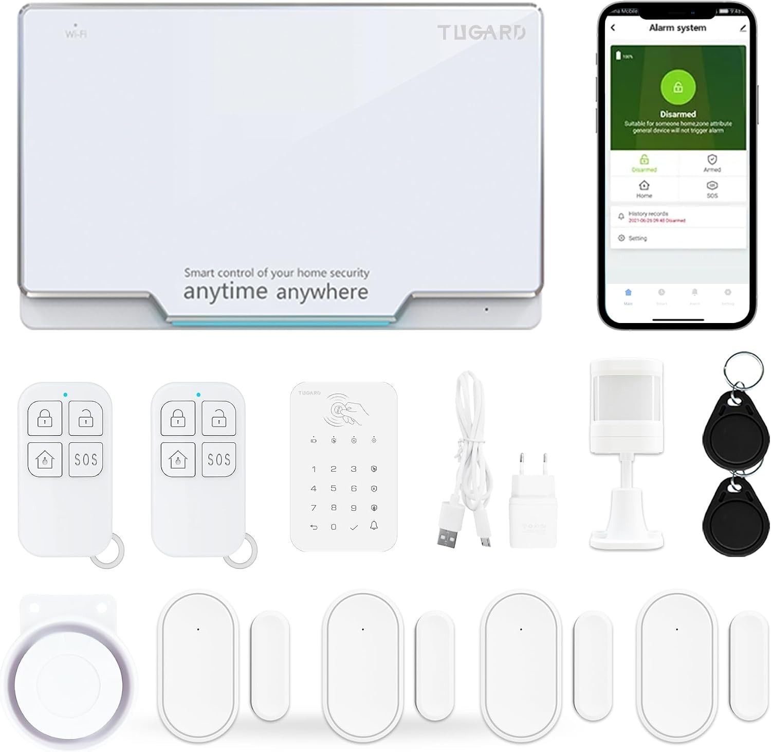 Home Security System Keypad, Wireless WiFi Compatible with Smart Assistants