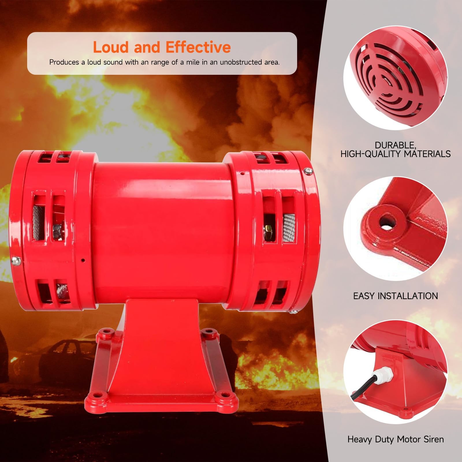 YaeCCC Air Raid Siren, 110V Electric Motor Driven Siren Alarm – 150db, Super …
