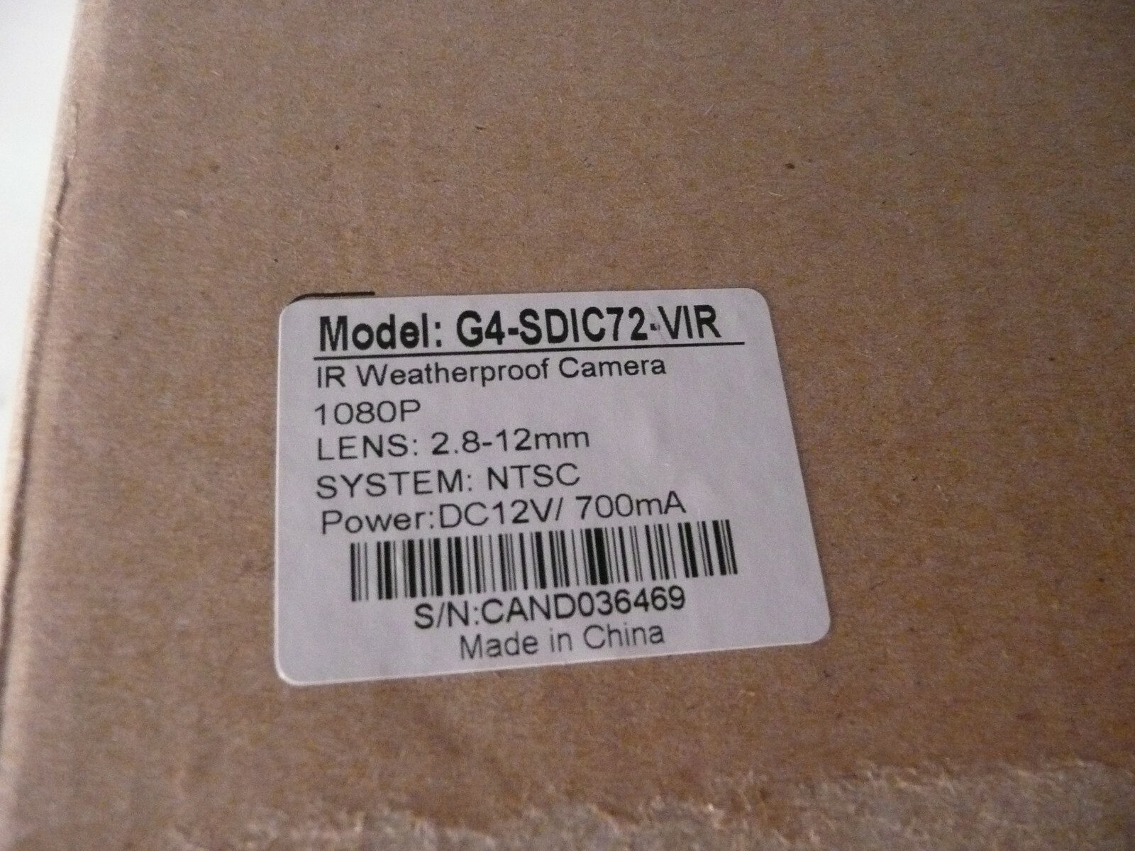 NEW GEN IV G4-SDIC72-VIR IR WEATHERPR. SECURITY CAMERA 1080P 2.8-12mm 12V 700mA