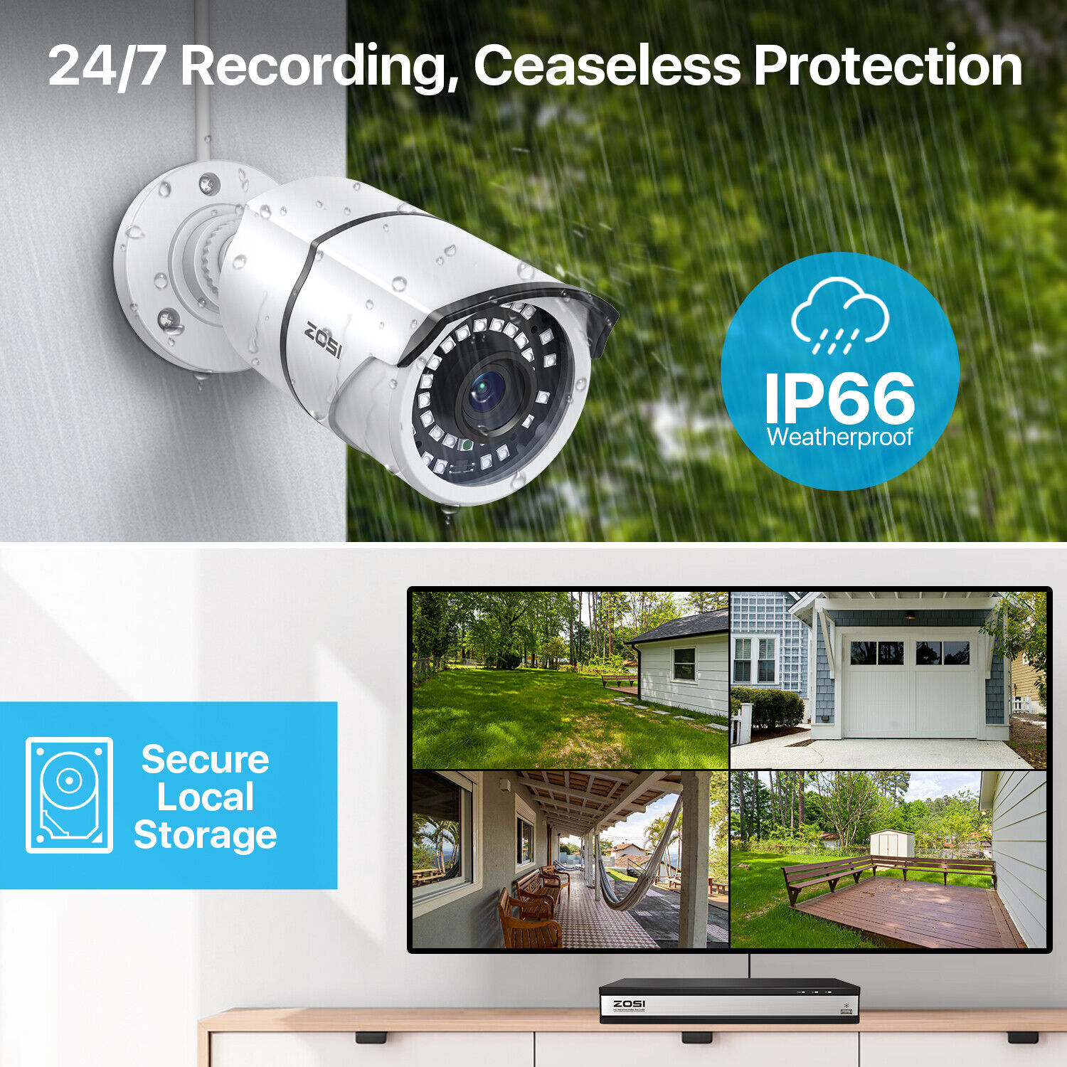 ZOSI 8CH 5MP Lite DVR 1080P 3MP HD wifi Wireless IP Security Camera System CCTV