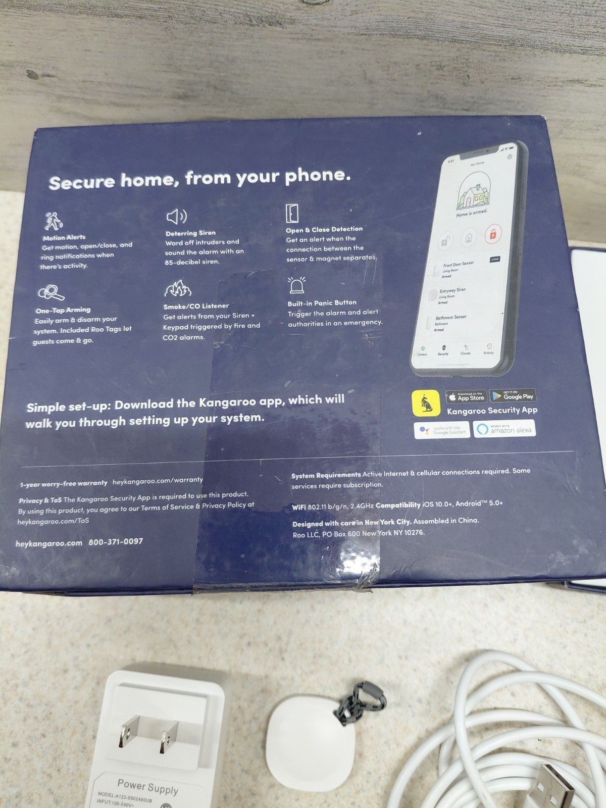 KANGAROO Security Alarm System. 2 Motion + Entry Sensors, Siren And Keypad