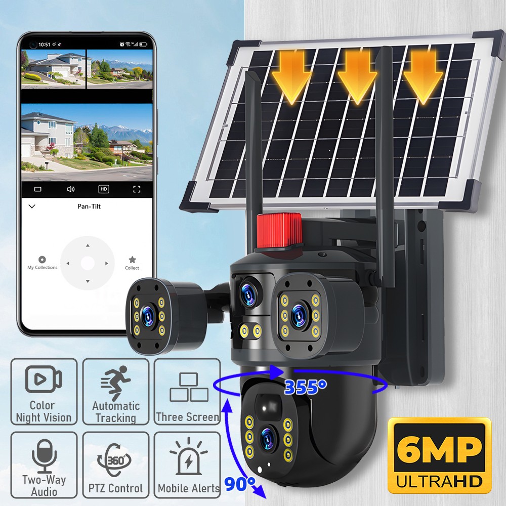 Camara De Seguridad Solar Inalambricas Para Exterior Con Vision Nocturna y Audio