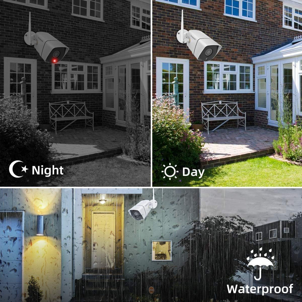 1080P Wireless Outdoor Security Camera System with 24/7 Recording & No Fees