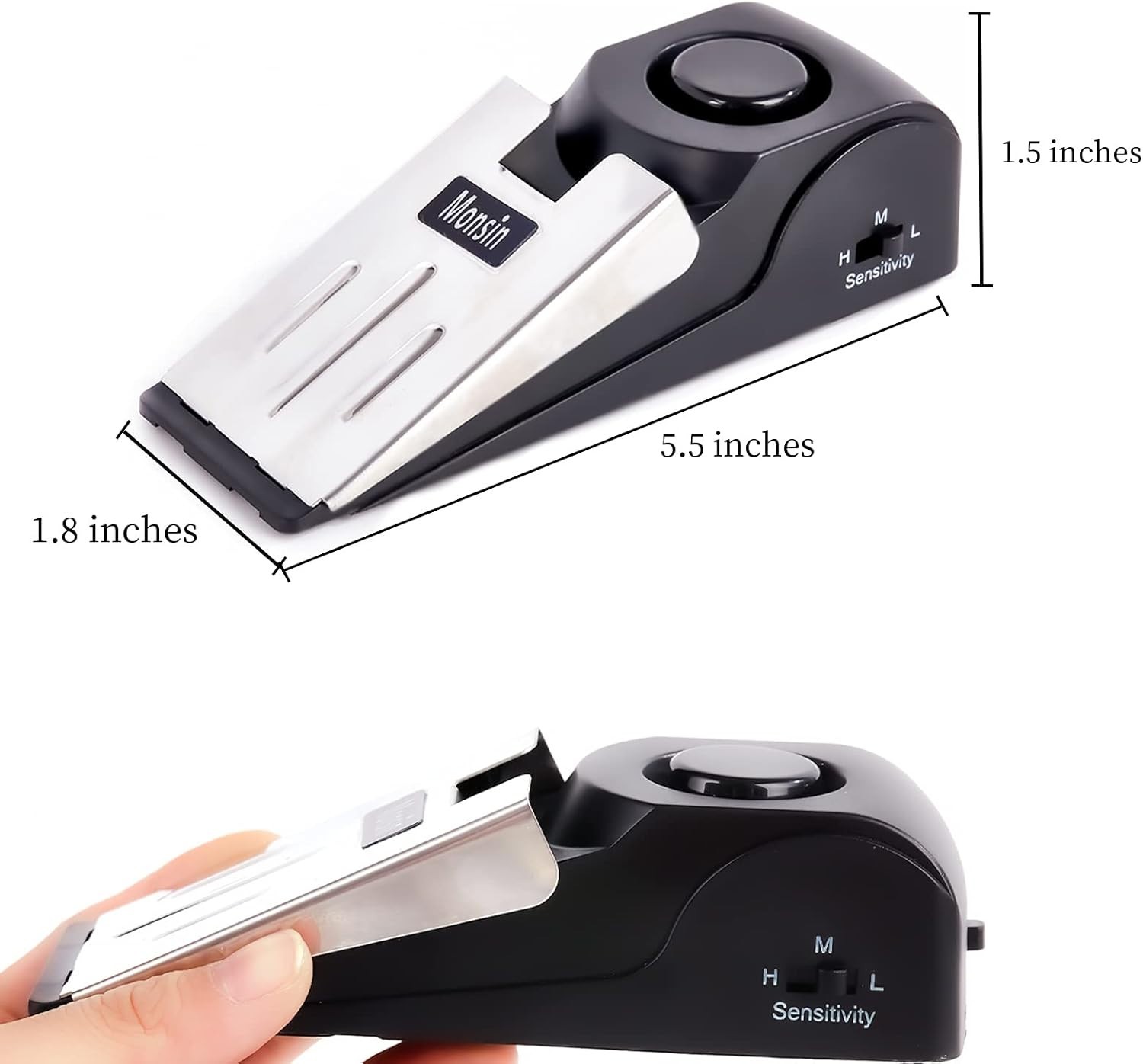 Modern Floor Wedge Door Stop Alarm – 120DB Security, Easy Setup & Portable