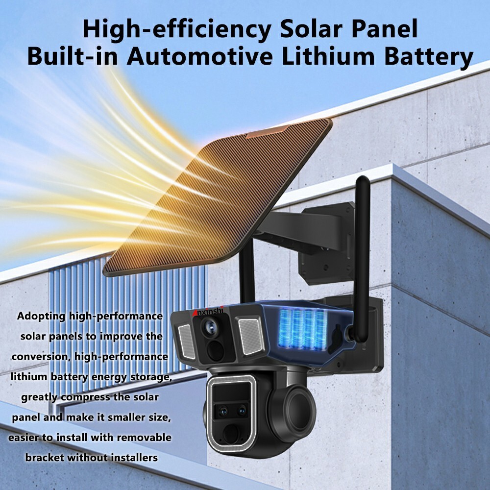 ANXINSHI 12MP Dual-lens Humanoid ZOOM Tracking Outdoor Solar Camera