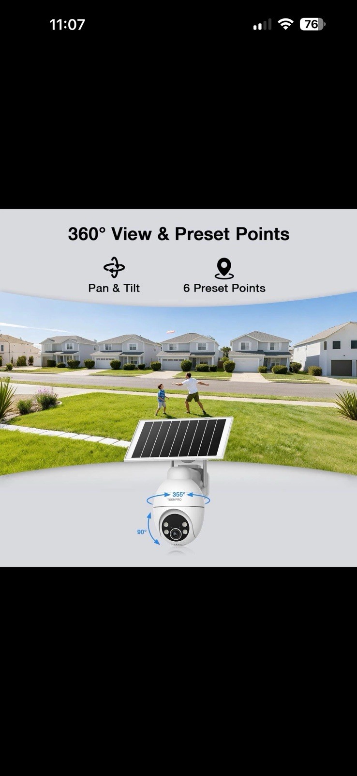TKENPRO Solar Security Cameras Wireless Outdoor, 2.4GHz WiFi, White