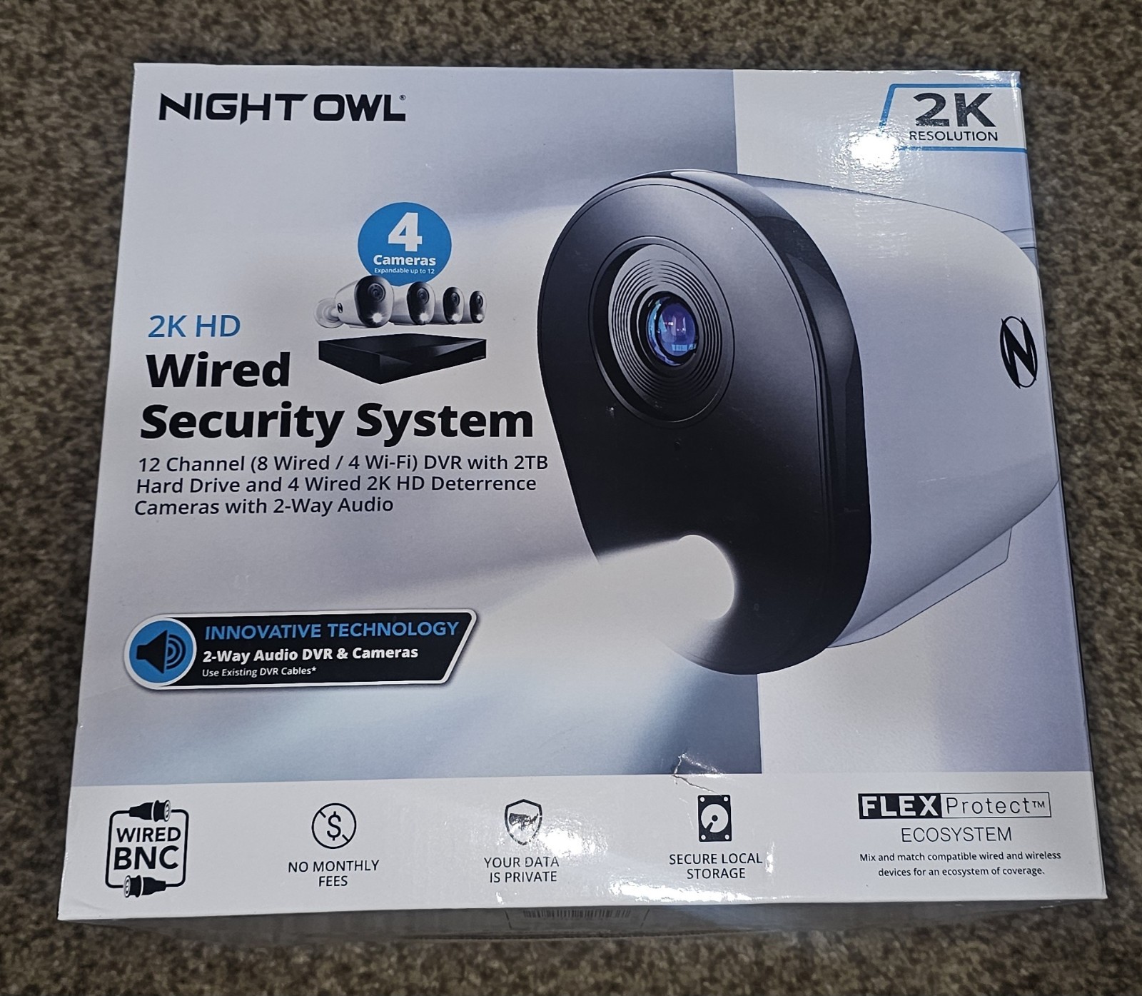 Night Owl 12-Channel 2K Wired DVR Security Camera System with 2 TB Hard Drive –