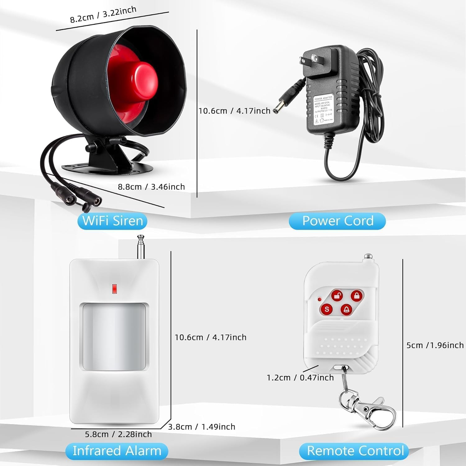 Wifi Alarm Security System, 120Db Wireless Alarm System for Home Security with F