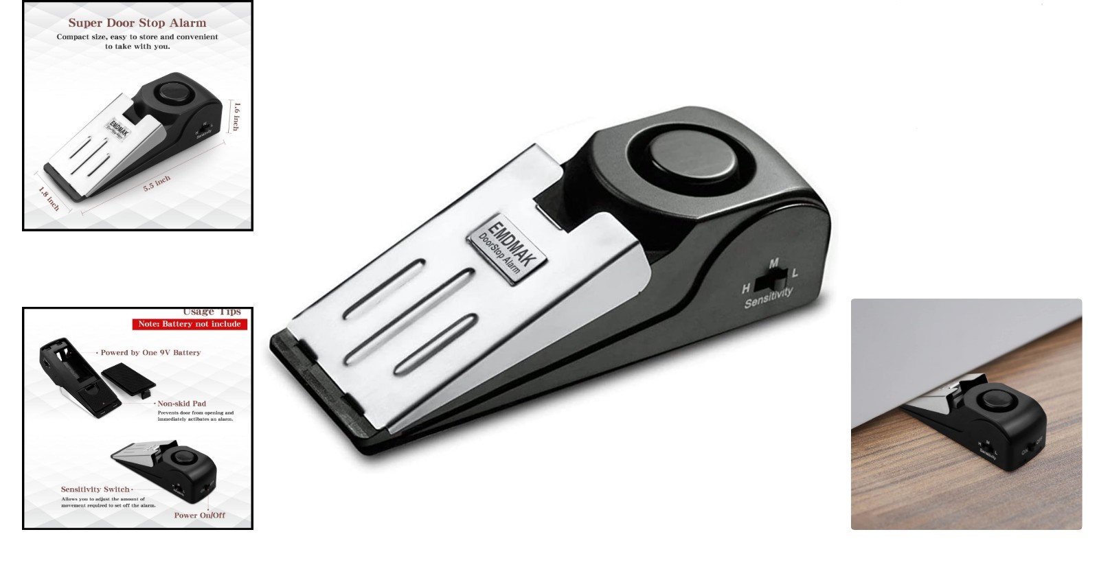 Easy-Use Door Stop Alarm with Loud 120DB Siren – Perfect for On-the-Go Safety
