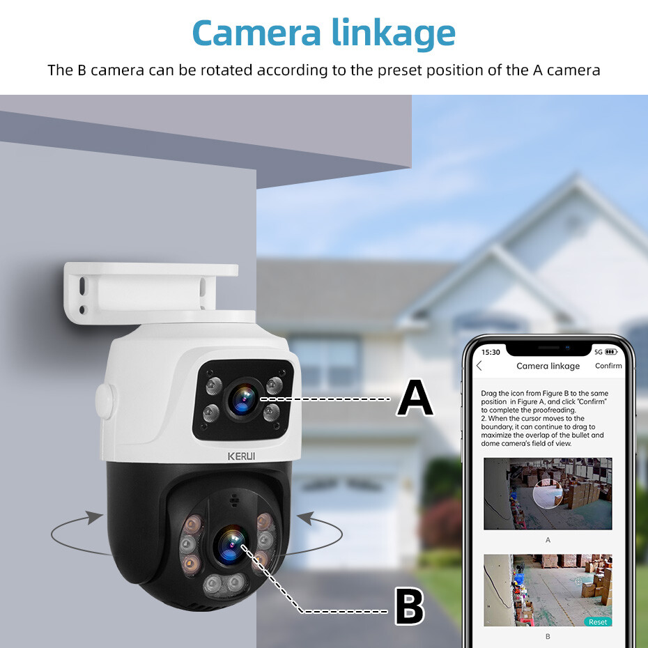 ICSee Dual Lens WiFi IP Camera Wireless Outdoor CCTV PTZ Home Security IR Cam US
