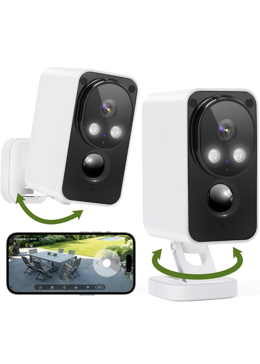2 Pk Pan&Tilt CCTV Security Camera Outdoor IR Night Vision, 2 Way-Talk Live View