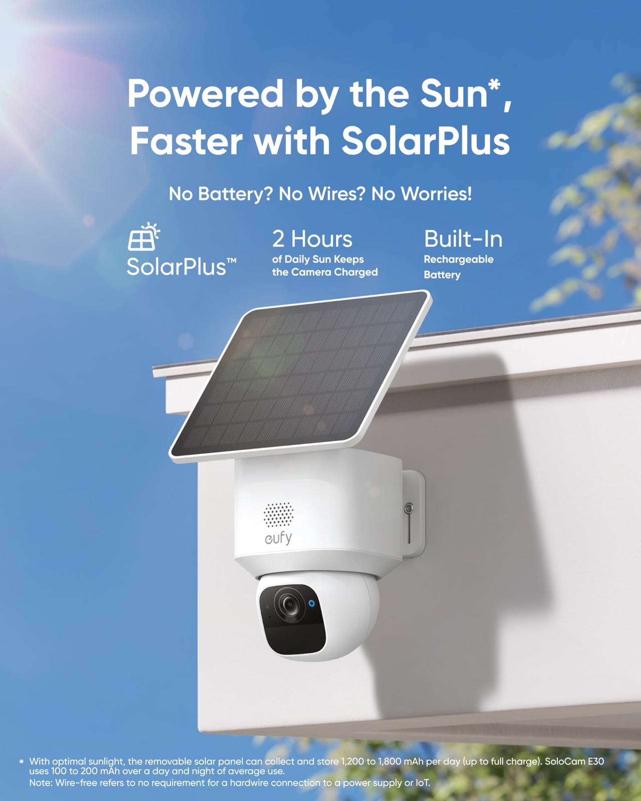eufy Security SoloCam E30, Cameras Wireless Outdoor, Solar 2K, White