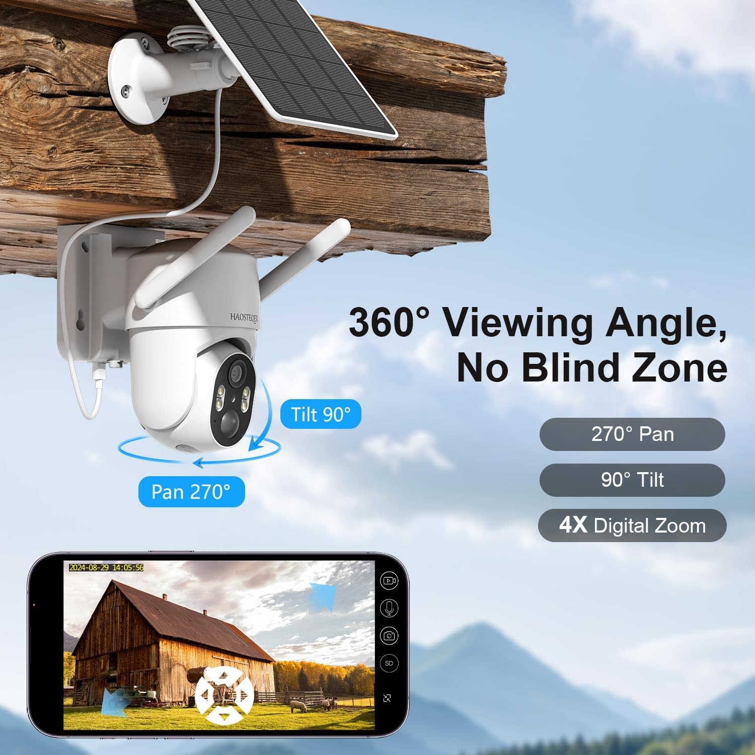 4G LTE Cellular Security Cameras Outdoor Global Version, No WiFi White