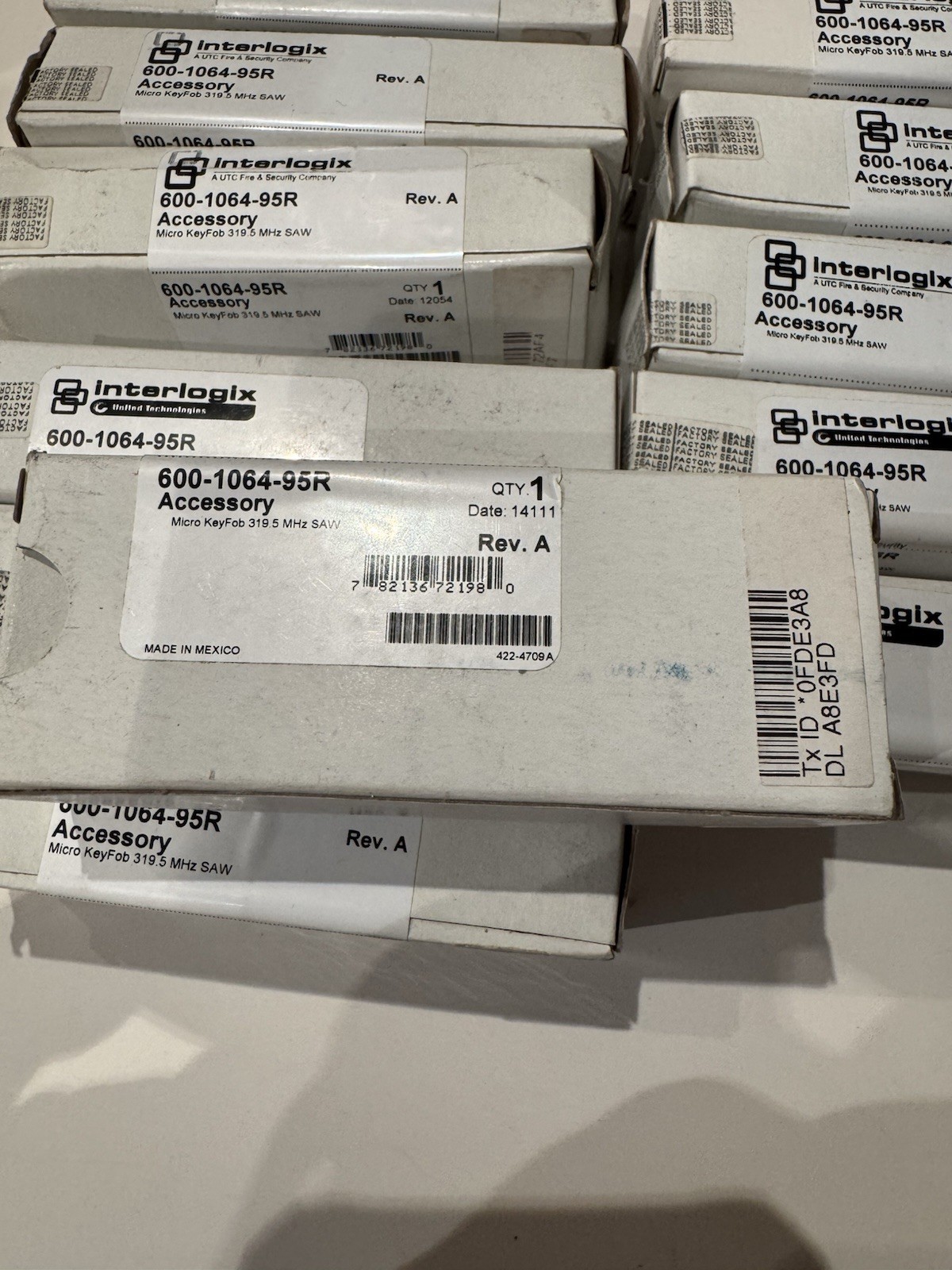 GE Interlogix 600-1064-95R Micro 4 Button Wireless Remote Keyfob (Lot of 12)