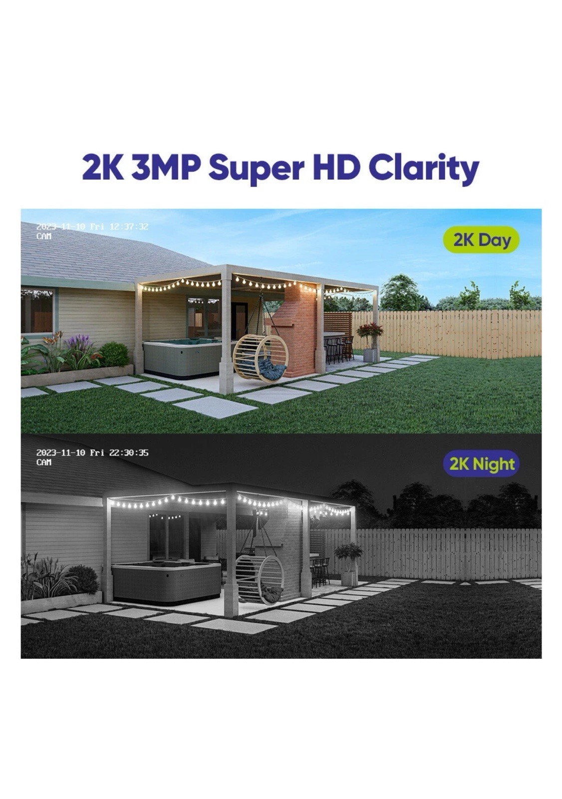 SANNCE 2x 3MP Two Way Audio Wireless Security Camera IP Network IR Night Vision
