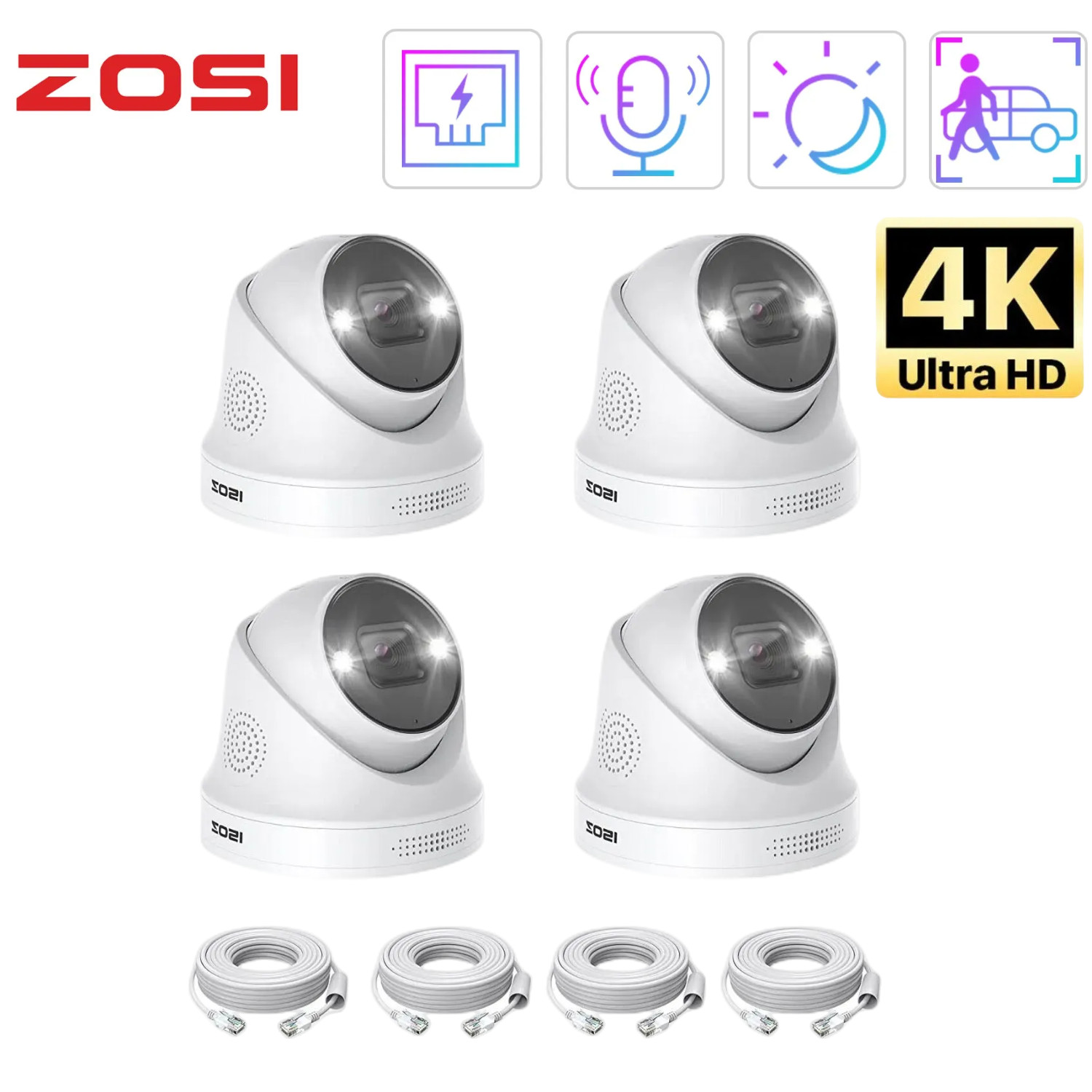 ZOSI H.265 4K 8/16CH POE IP Security Camera System 8MP Outdoor CCTV Audio Record