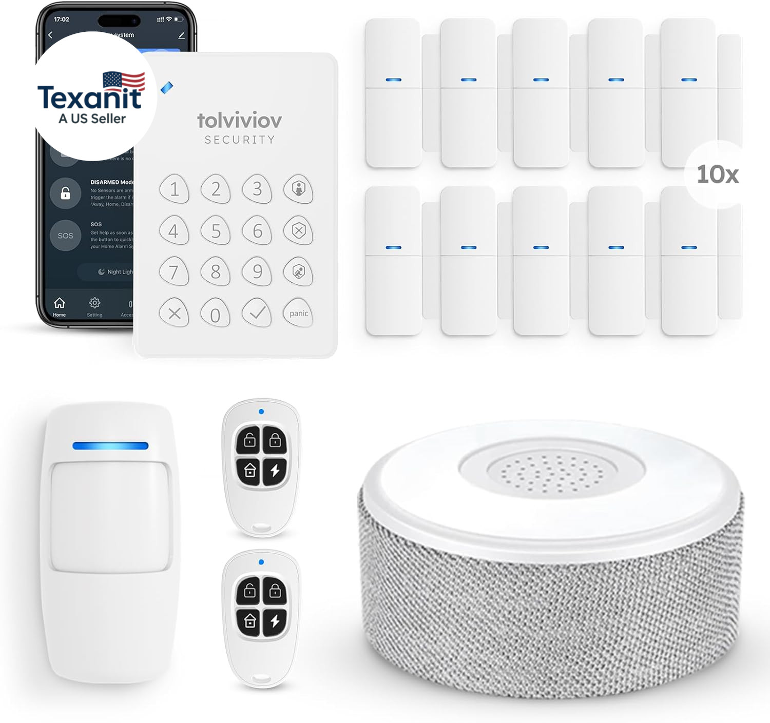 Alarm System for Home Security, Door Alarm Systems, App Alerts, 15Piece Kit, No