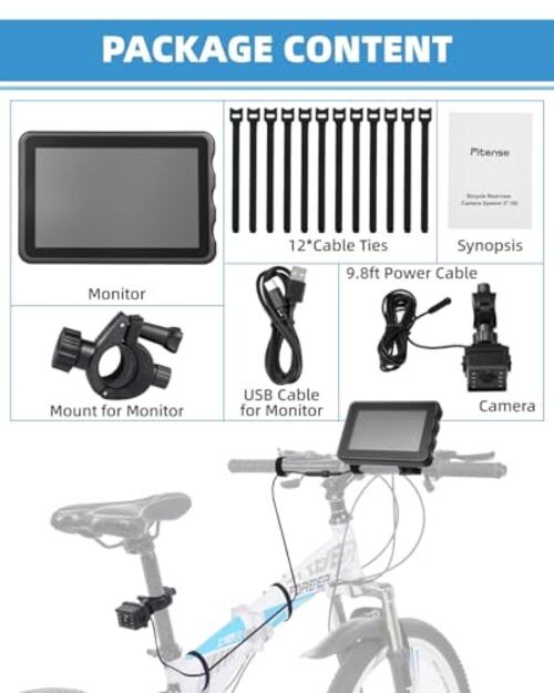 Bike Camera with 5000mAh Rechargeable Battery 360° Rotation 4.3” HD 1080P