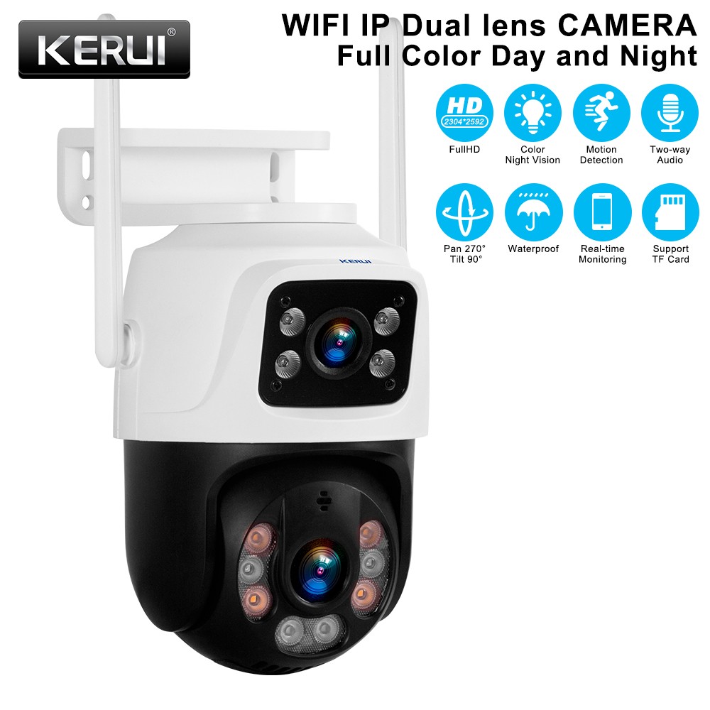 Smart WiFi 6MP Dual Lens Camera Human Detection Alarm Home CCTV Cam iCsee