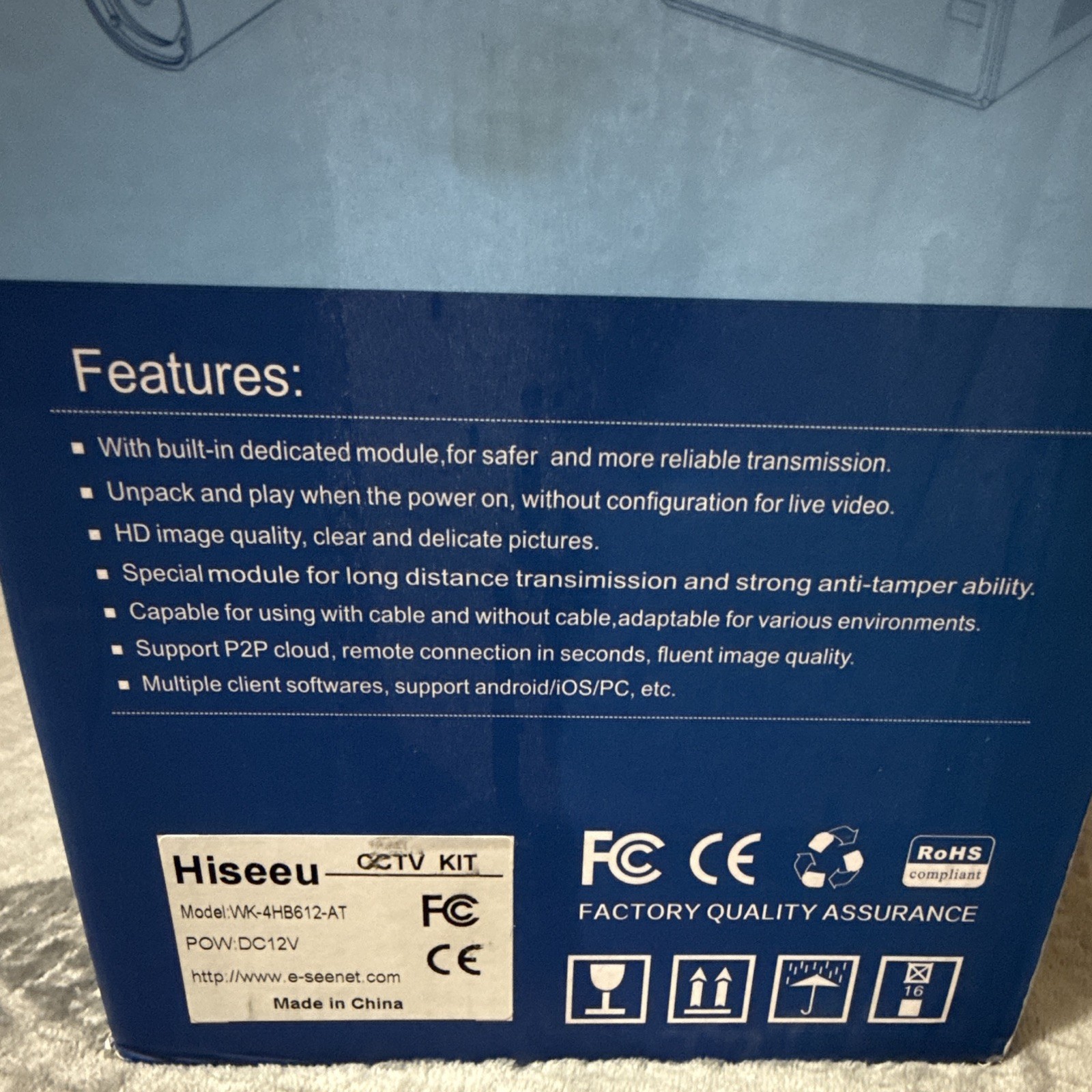 Hiseeu WK-4HB612-AT HD NVR Kit 4-Cam Wired 1TB P2P Cloud Indoor/Outdoor