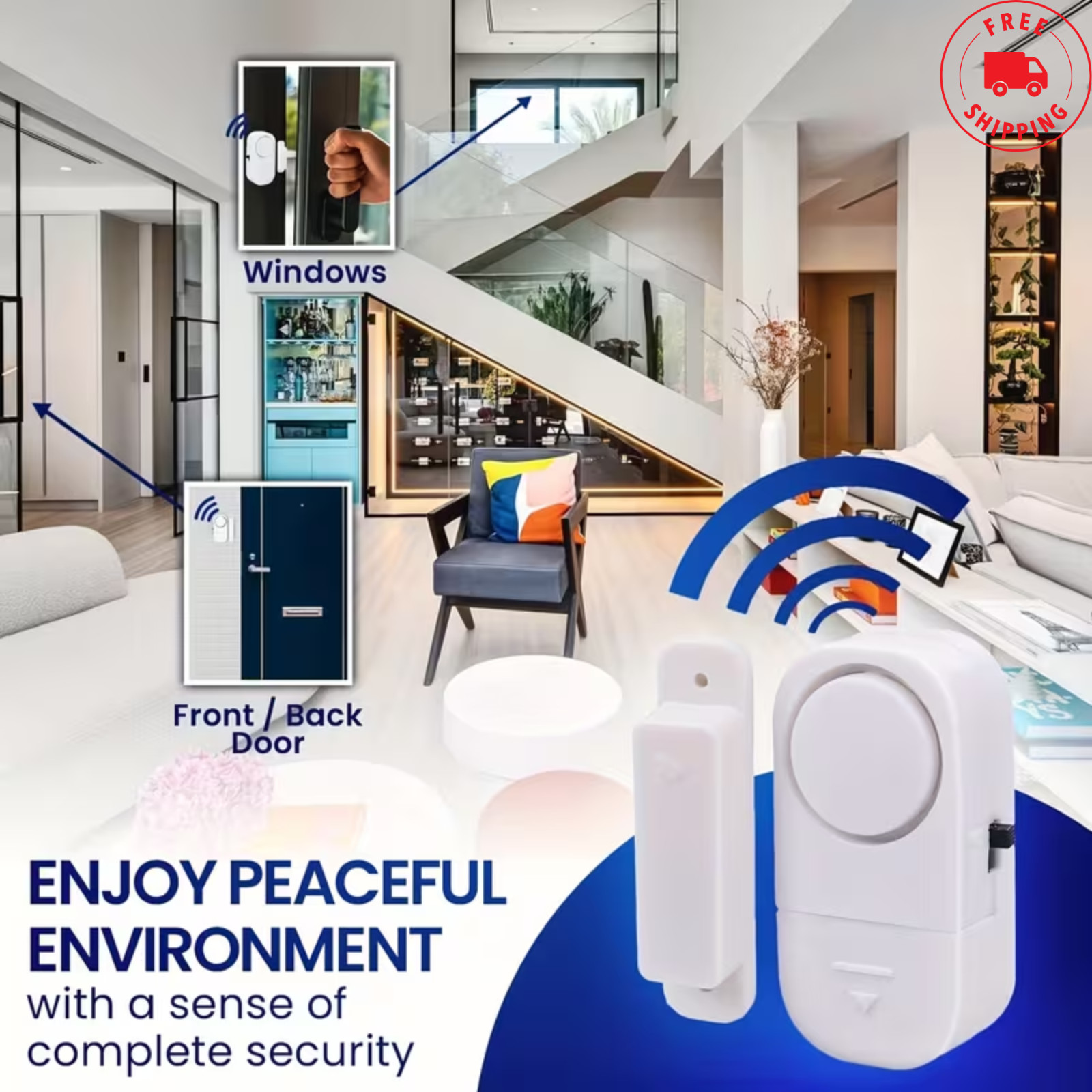 Wireless Door Window Alarm Magnetic Sensor Home Security Alert 90dB White