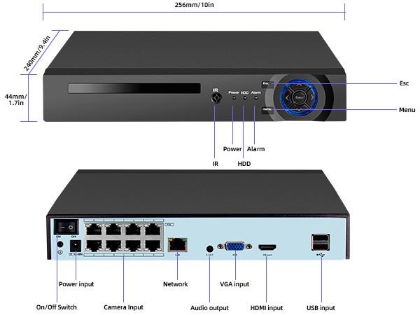 7” Monitor NVR 6MP Wireless Home Security Camera System Solar Wifi IP Cameras