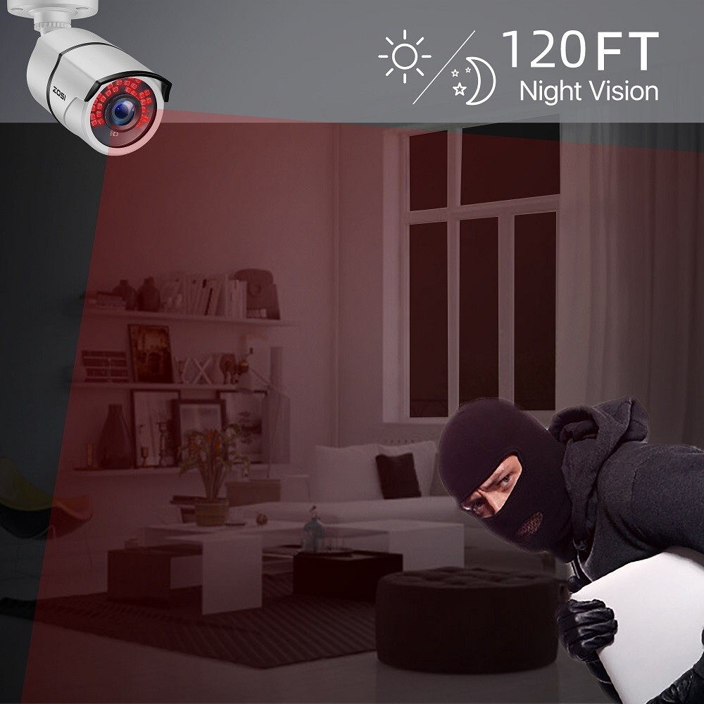 ZOSI 8CH 5MP Lite DVR 2MP 1080P CCTV Security Camera System IR Night 24/7 Alerts
