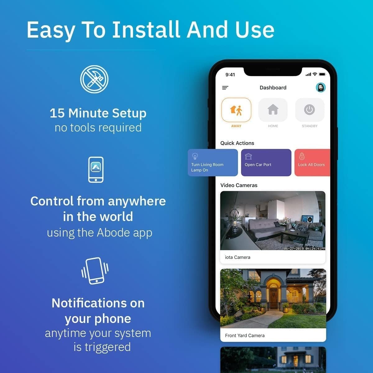 Abode 104010/E Security System Hub Professional Monitoring Works HomeKit, Alexa