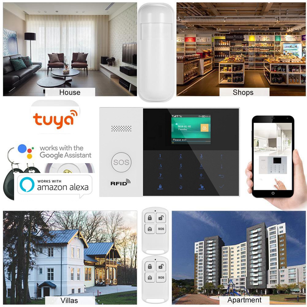 TUYA WIFI APP GSM Wireless Home/Office Security Alarm Burglar System+RFID Tag