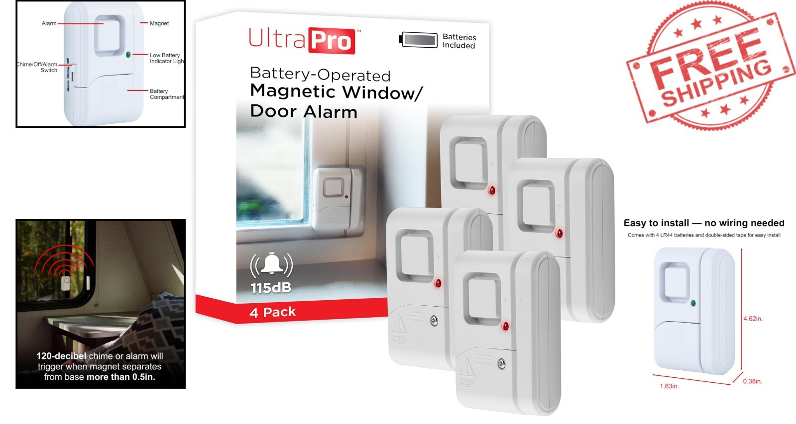 Battery-Powered 120 dB Personal Security Alarms – 4 Pack DIY Protection