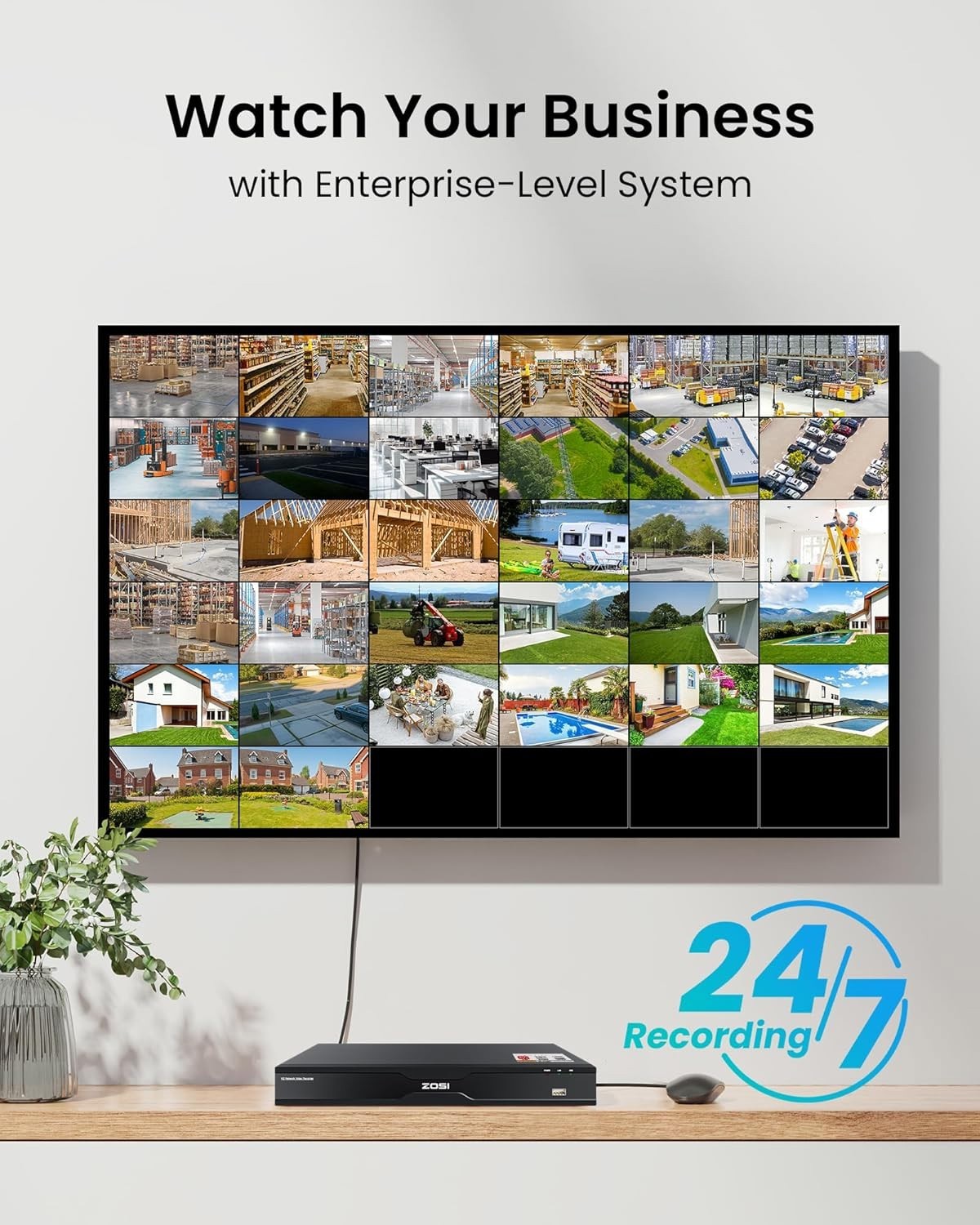 ZOSI 32CH POE NVR 4K Security CCTV Camera System Outdoor 4TB Color Nigh Vision