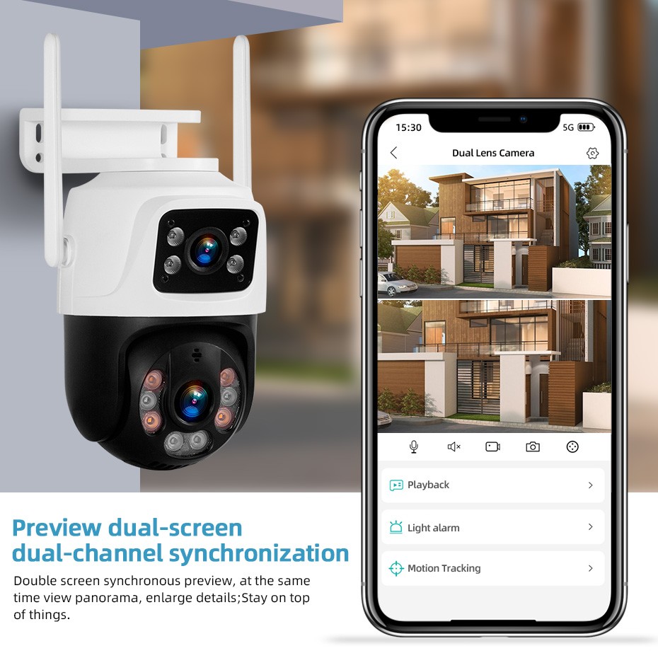 Smart WiFi 6MP Dual Lens Camera Human Detection Alarm Home CCTV Cam iCsee