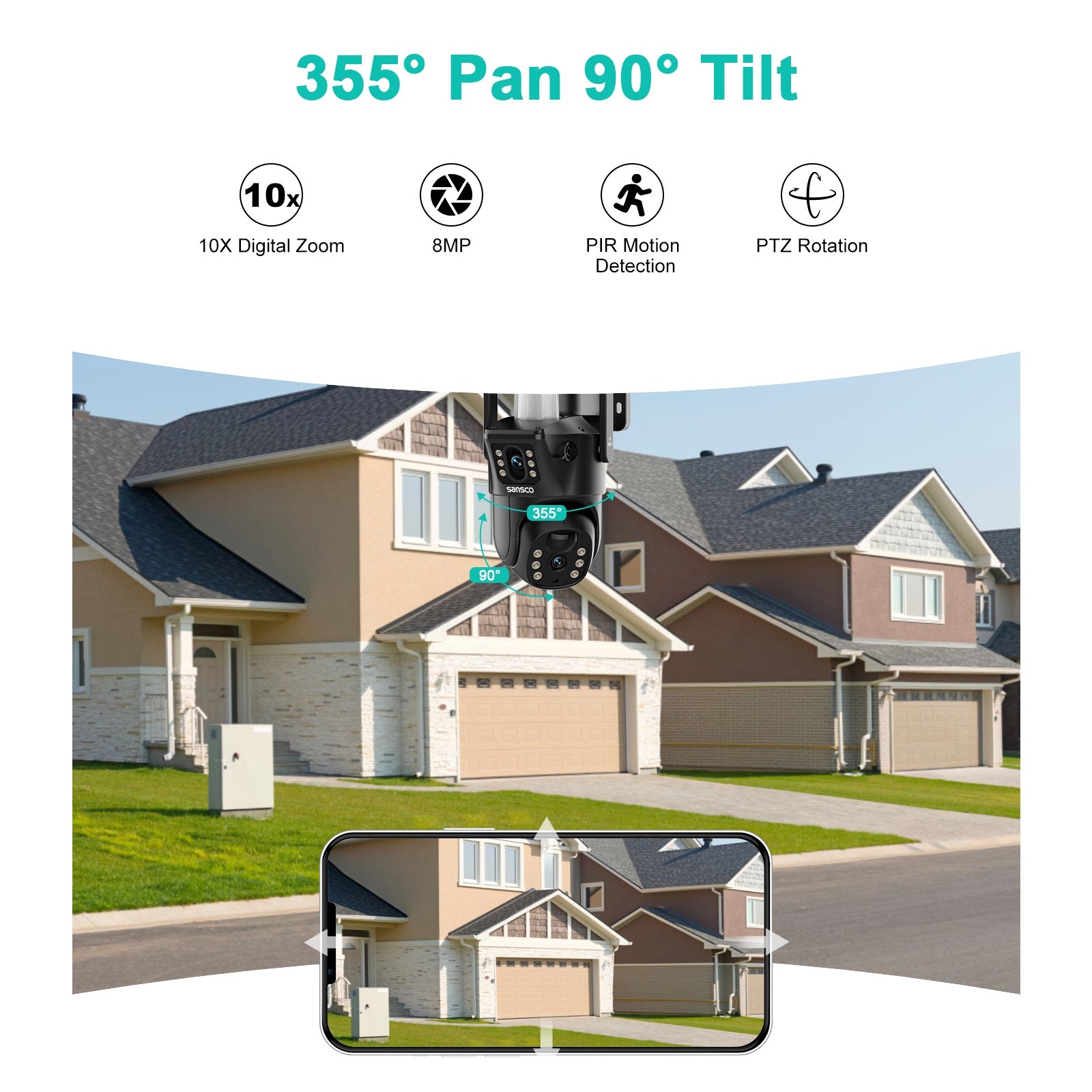 5G Wifi Solar Powered Security 8MP Wireless Camera PTZ Waterproof Surveillance