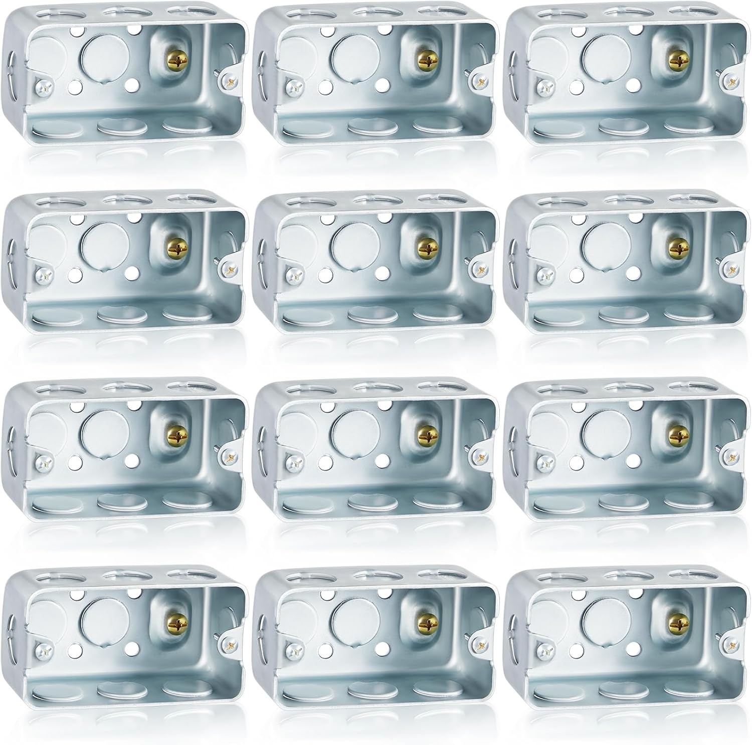 12 Pcs Electrical Box Junction Galvanized Steel Metal 4 x 2 Inch