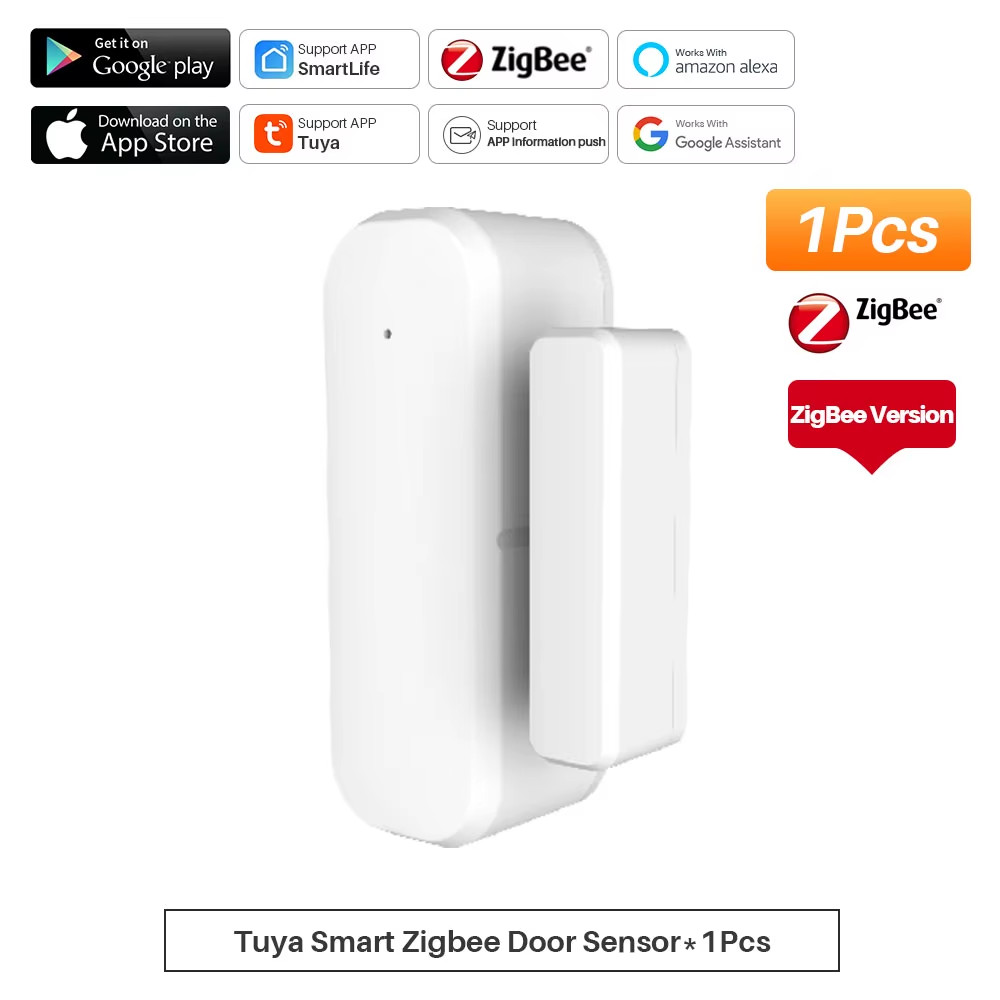 Tuya Smart Door Sensor WiFi/Zigbee Door Window Open Closed Detector Smart Home S