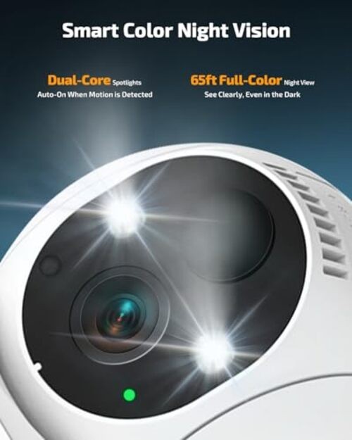 《100% Solar Powered &Full 360° Coverage》Outdoor Wireless PTZ 4 Cameras+500GB