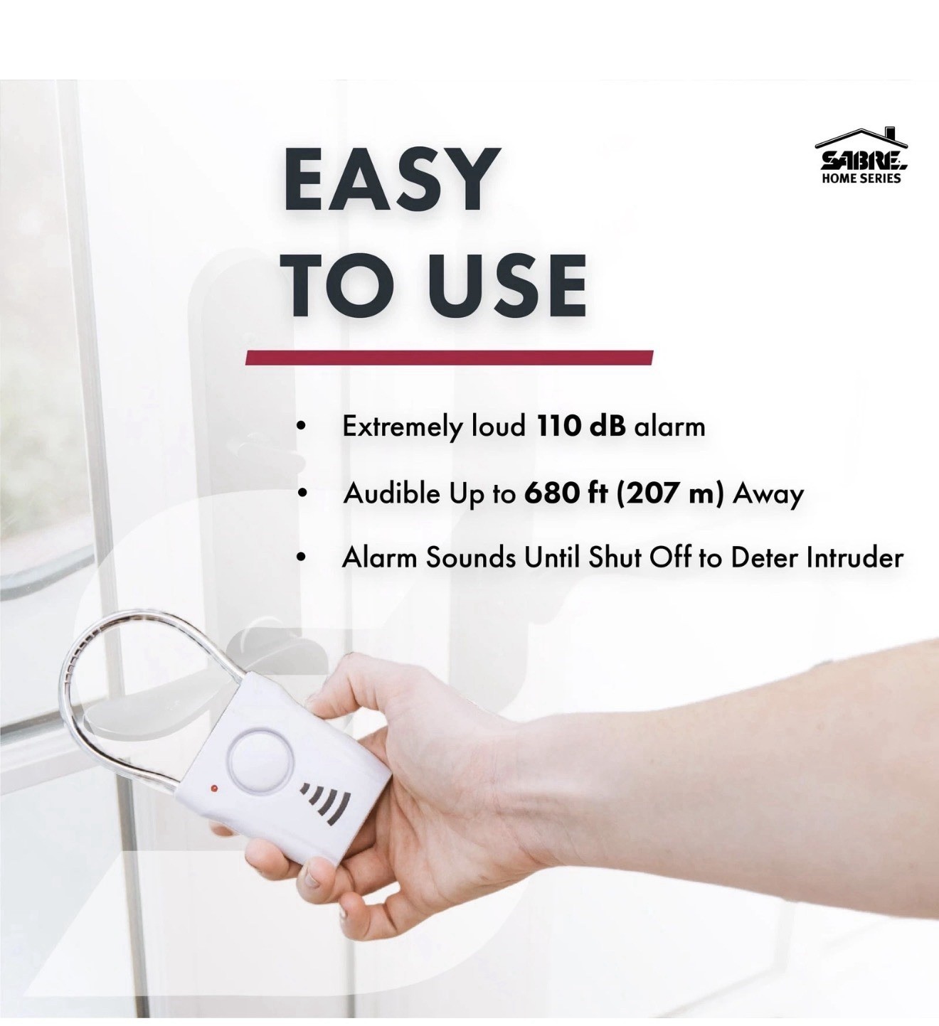SABRE Door Handle Alarm – 110dB Door Alarm for Home Security – Audible up to …