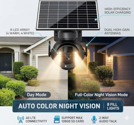 4K 8MP 4G LTE Cellular Security Camera, Outdoor Wireless Camera with Medium