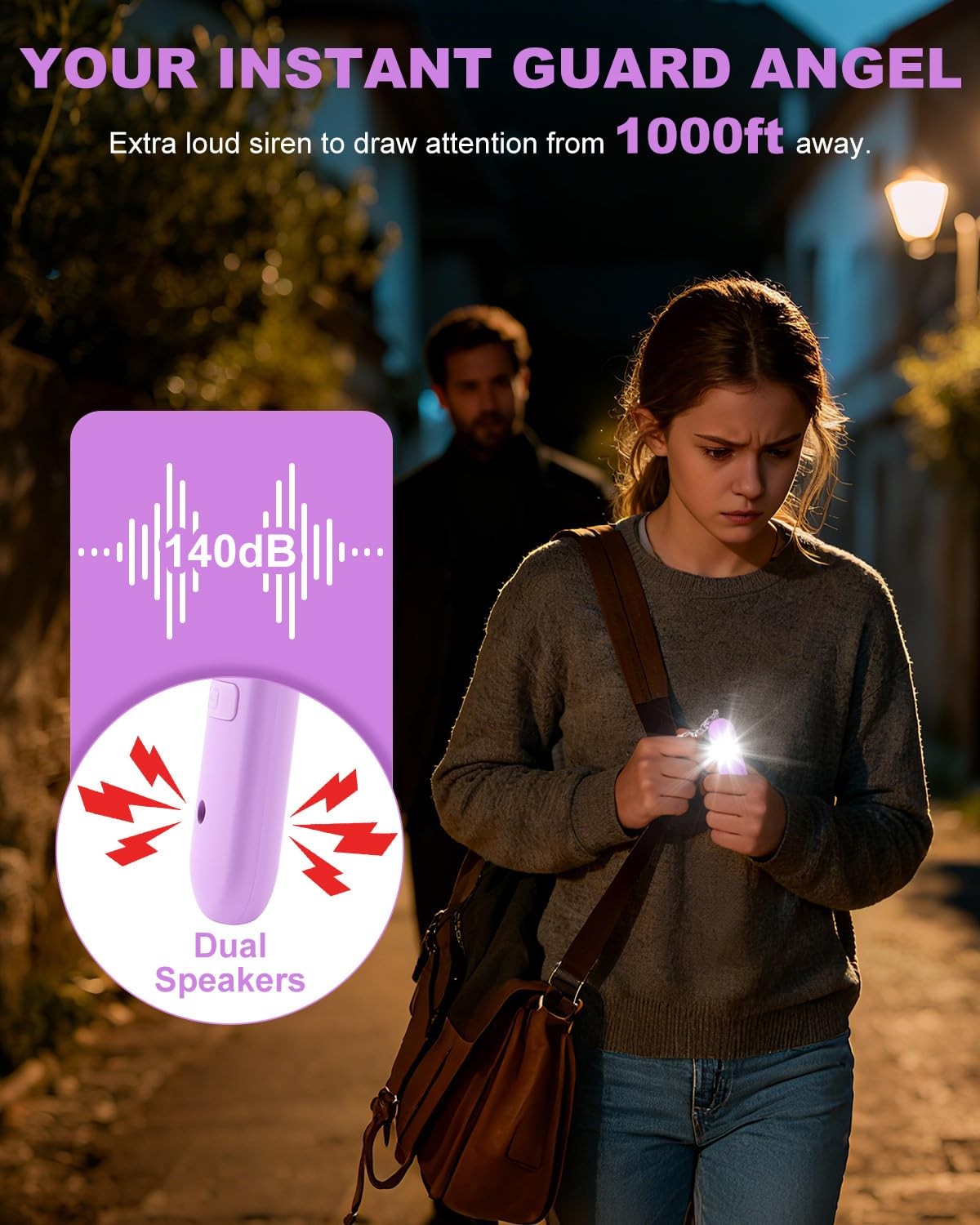 Personal Safety Alarm for Women – Waterproof Rechargeable Security Alarm – 14…
