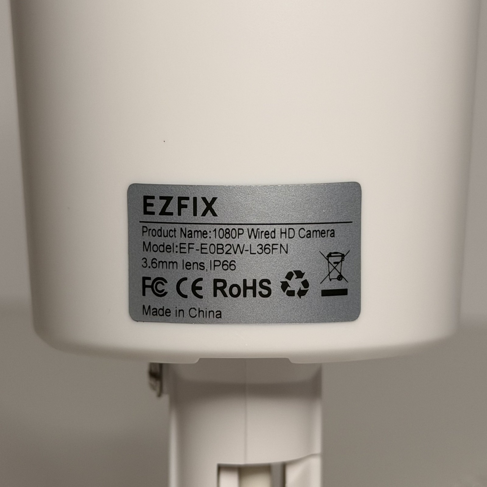 EZFIX EF-E0B2W-L36FN 1080P Wired HD Security Camera 3.6mm Lens IP66 Night Vision