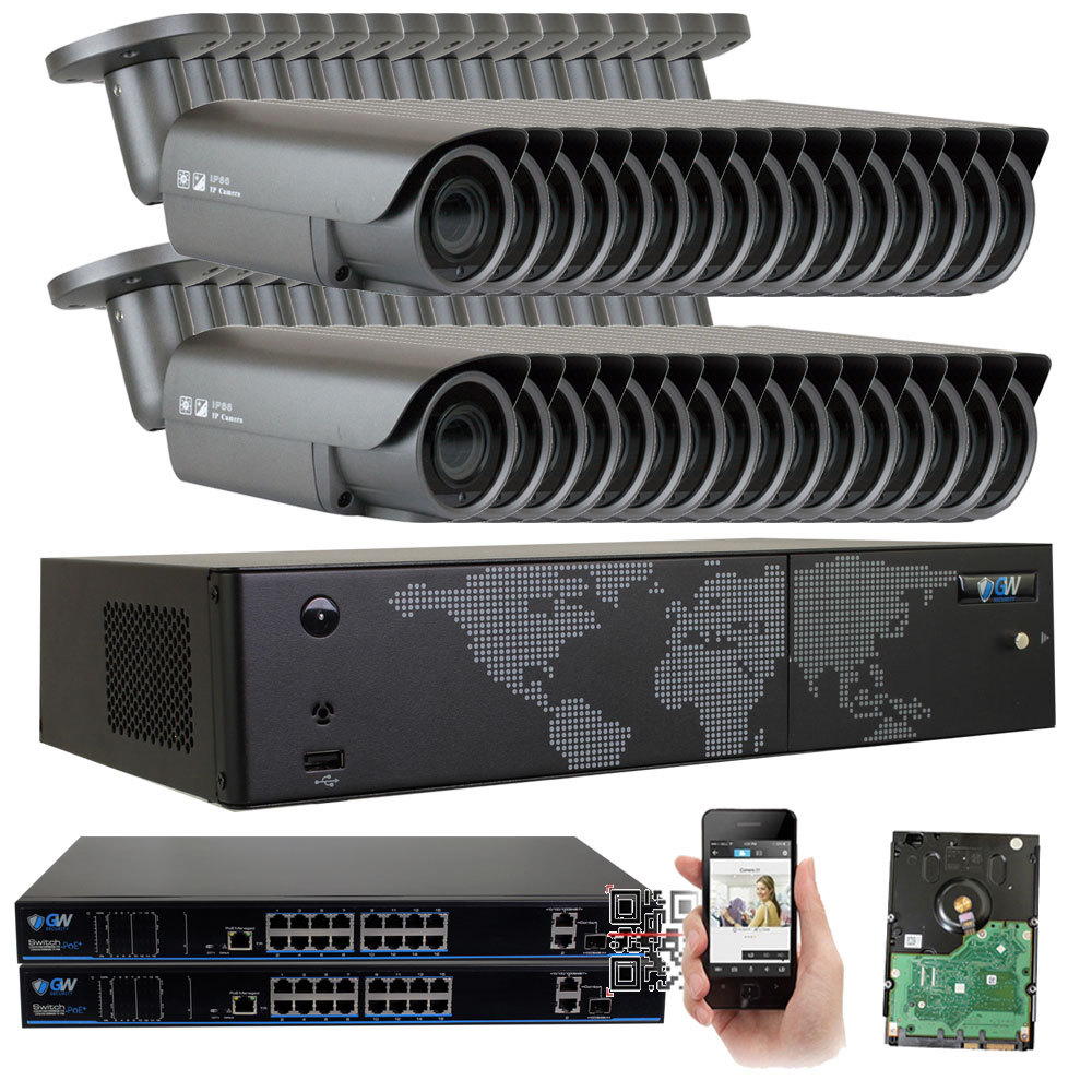32 Channel NVR (32) 5MP 1920P 4X Motorized Zoom PoE IP Security Camera System