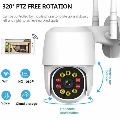 Wireless Digital Zoom 1080P PTZ WiFi IP Outdoor Camera SP Two-Way Audio 24h128GB