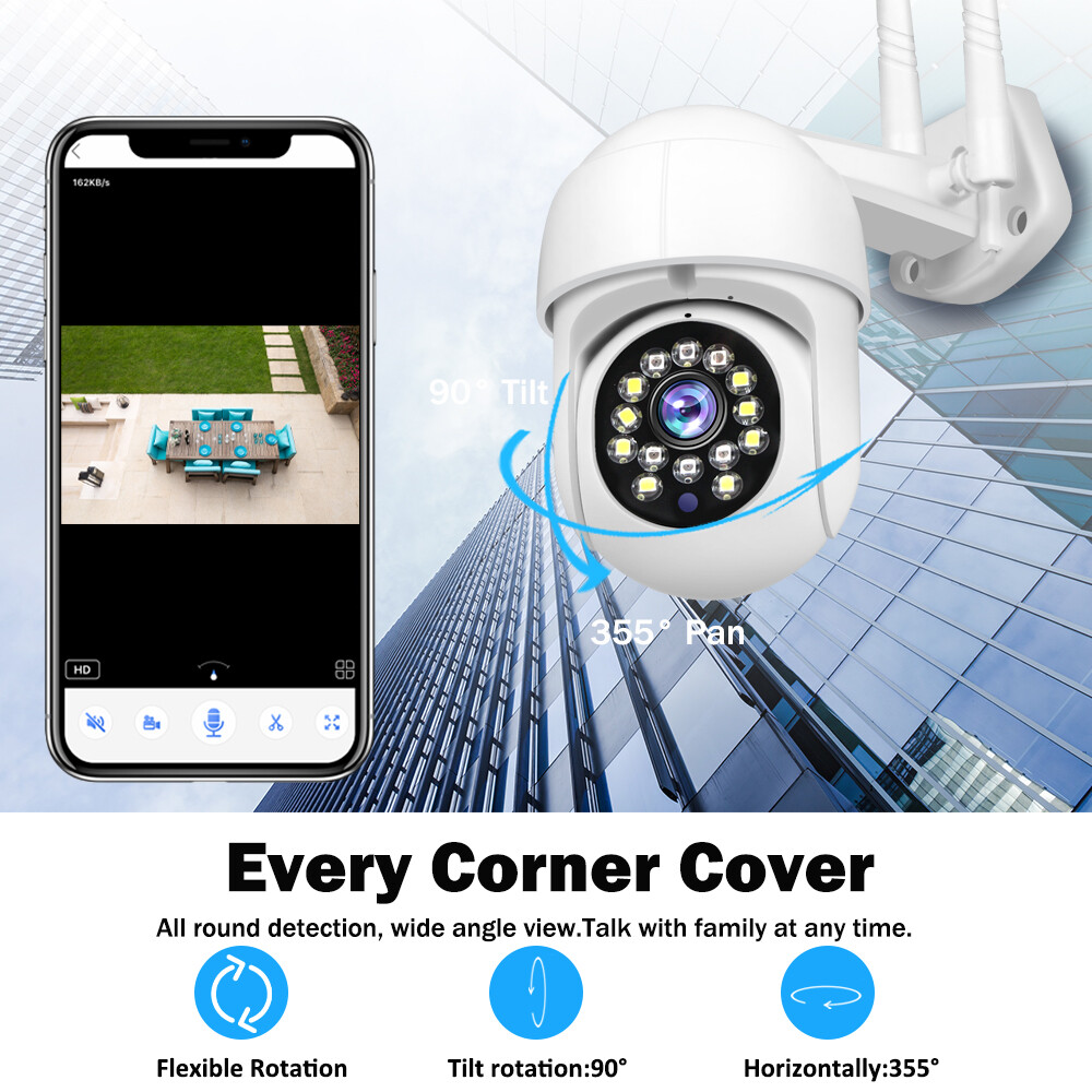 1080P WIFI IP Wireless Camera Outdoor CCTV HD PTZ Smart Home Security IR 360 Cam