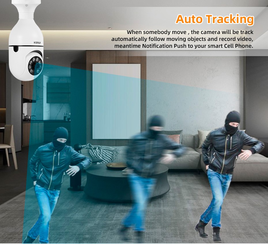 1080P WiFi E27 Light Bulb Camera 3PCS Smart Home Security Surveillance Cameras