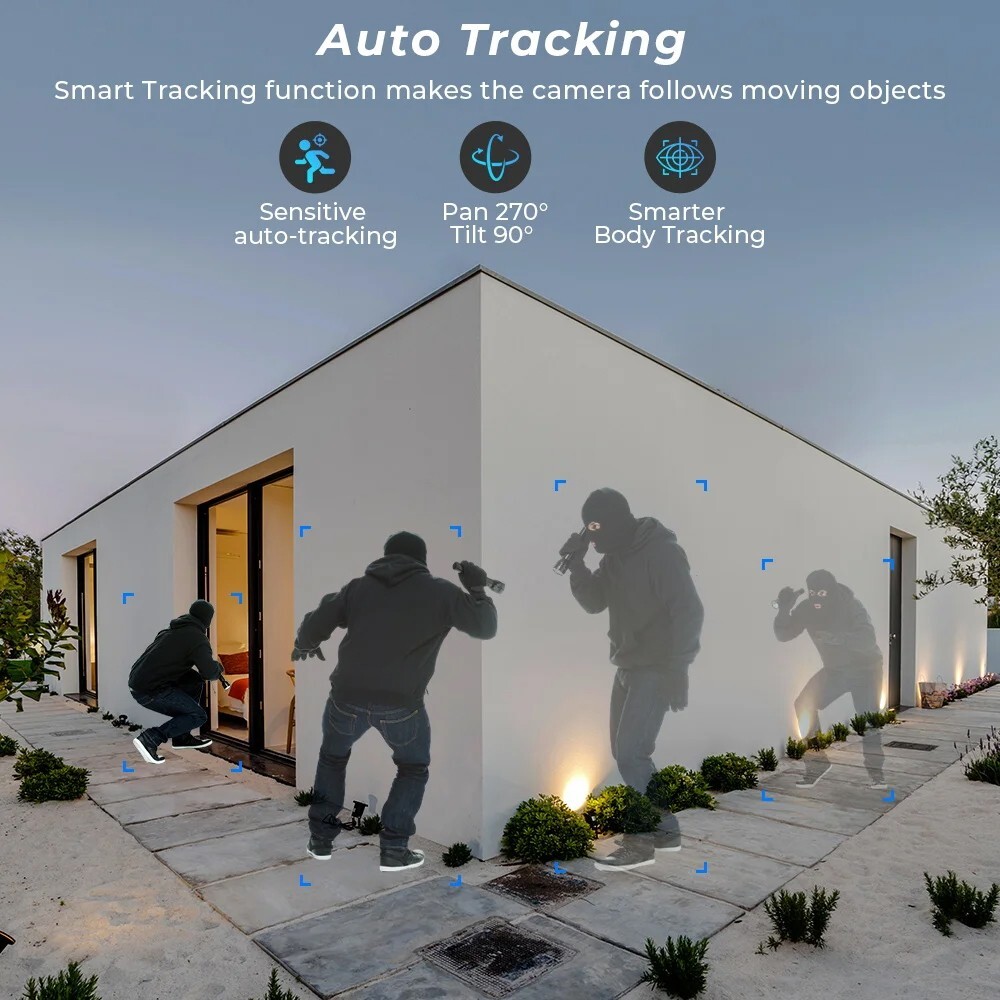 WIFI 12MP Wireless Camera 3-Lens PTZ 10x IR Night Vision Security 2-Way Audio
