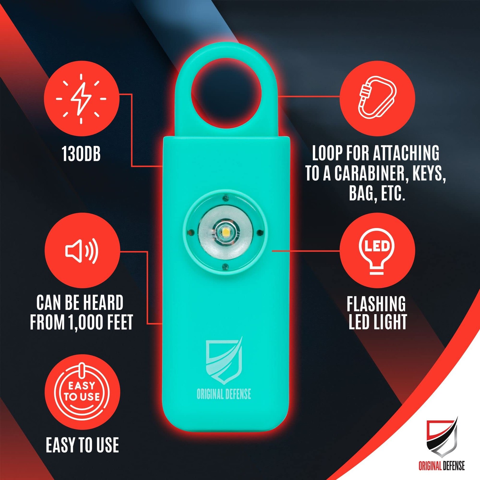 ® Siren Self-Defense Alarm – 130 dB Keychain Alarm with LED Strobe Light for …
