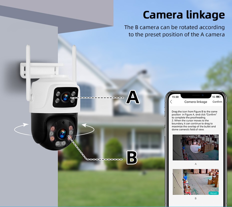 Smart WiFi 6MP Dual Lens Camera Human Detection Alarm Home CCTV Cam iCsee