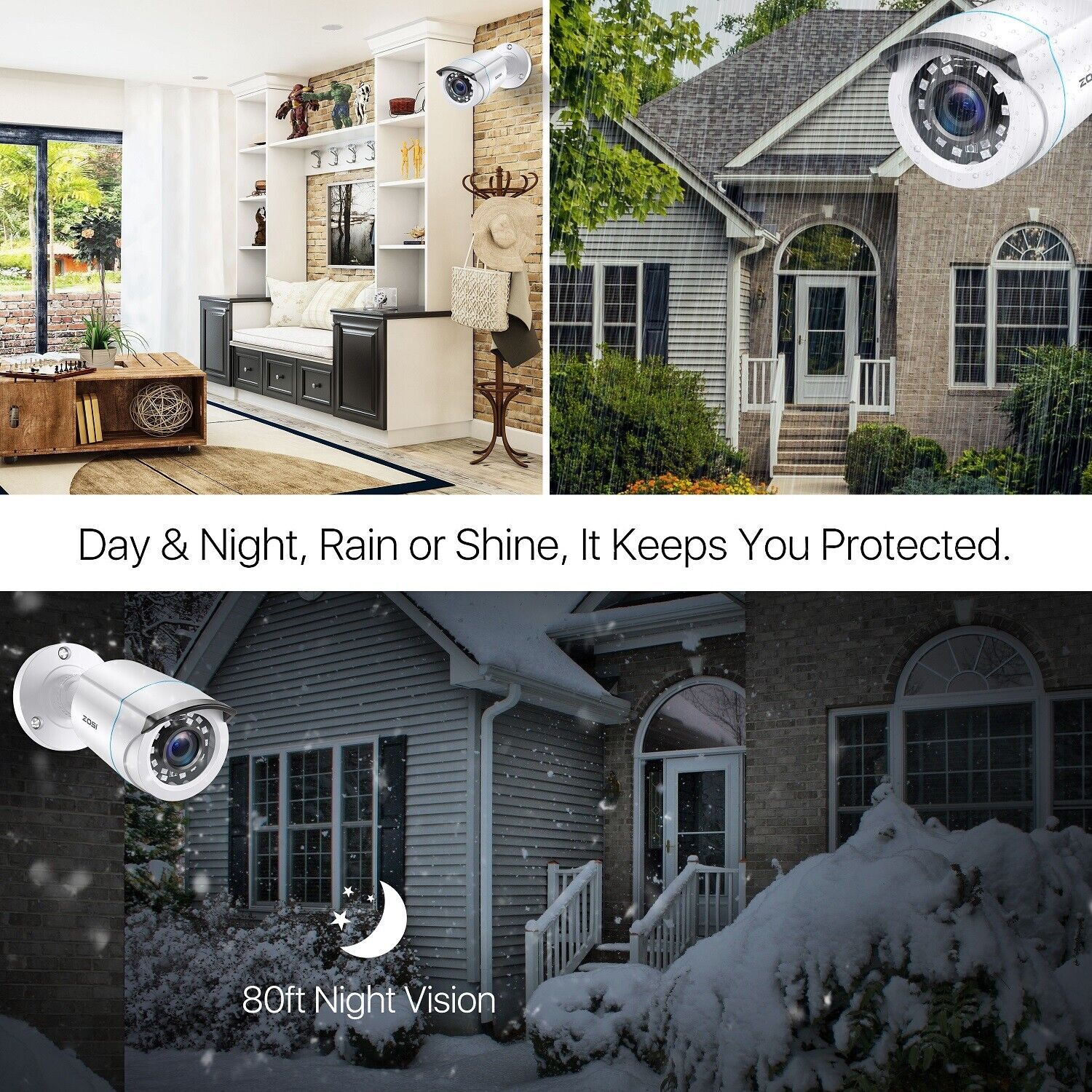 ZOSI 8CH 1080P Outdoor CCTV Security Camera System 5MP Lite DVR IR Night Vision